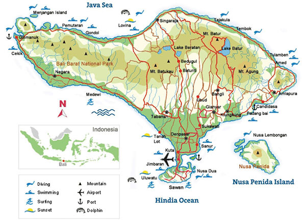 جزیره بالی | نقشه بالی | بالی | اندونزی | تور بالی
